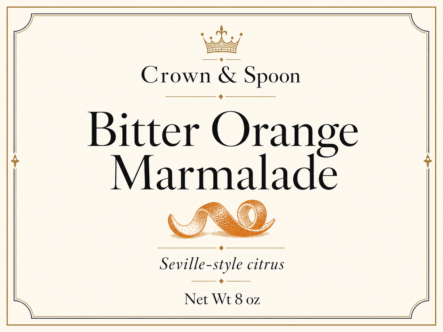 Crown & Spoon Bitter Orange jams label template