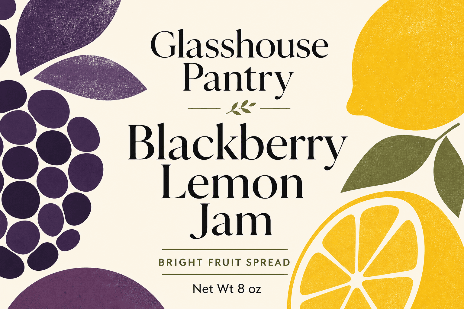 Glasshouse Blackberry Lemon jams label template