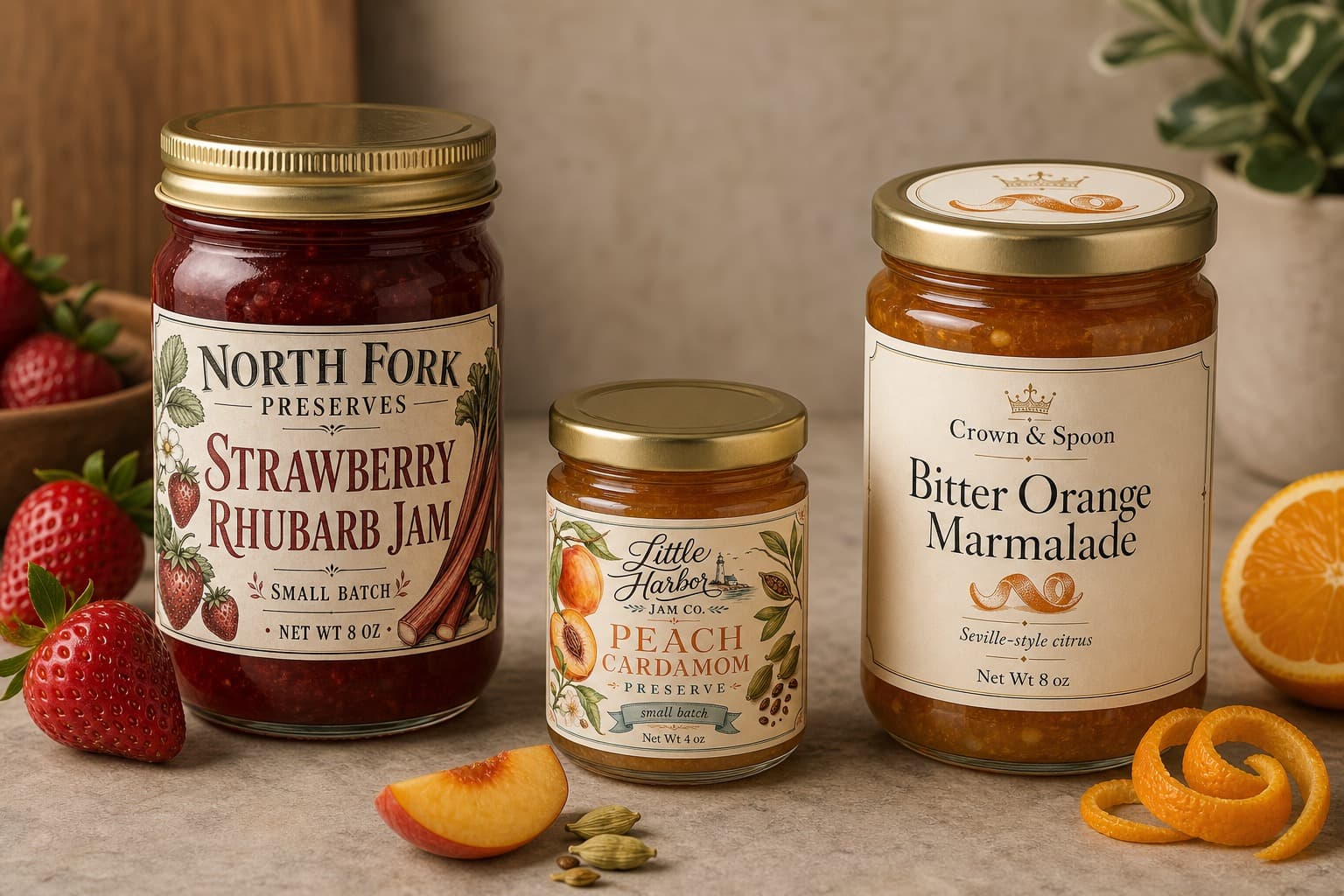 Jam jar product photo with premium label example