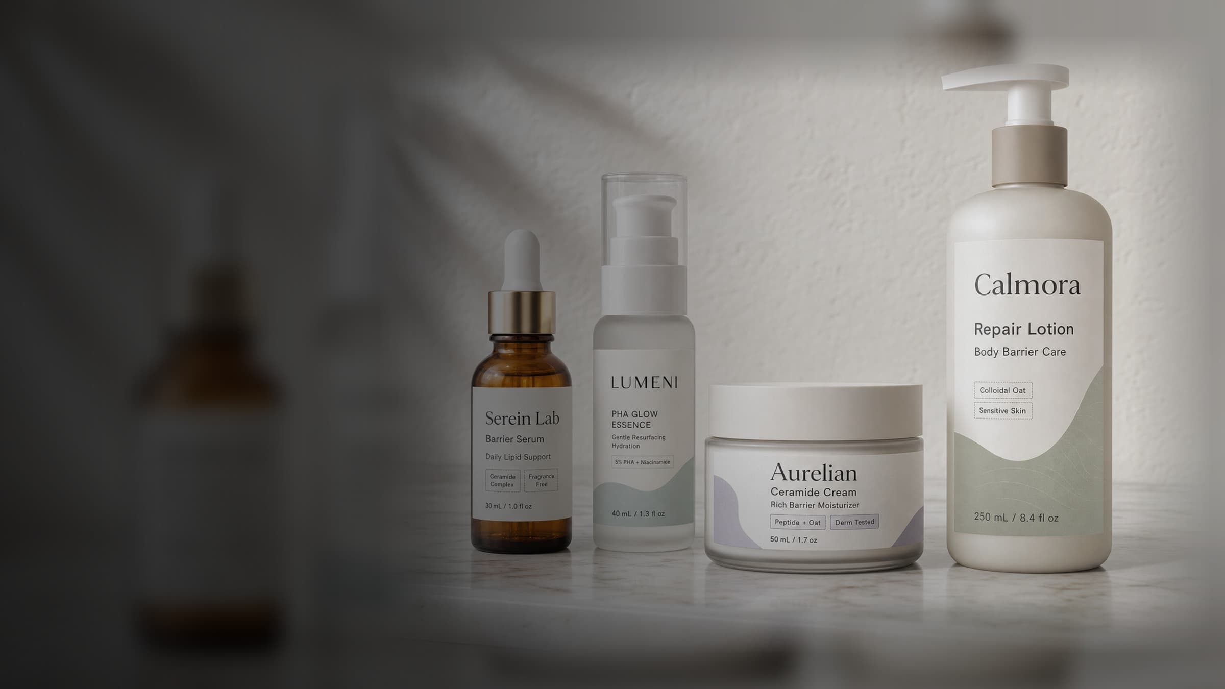 Product label examples arranged for mobile