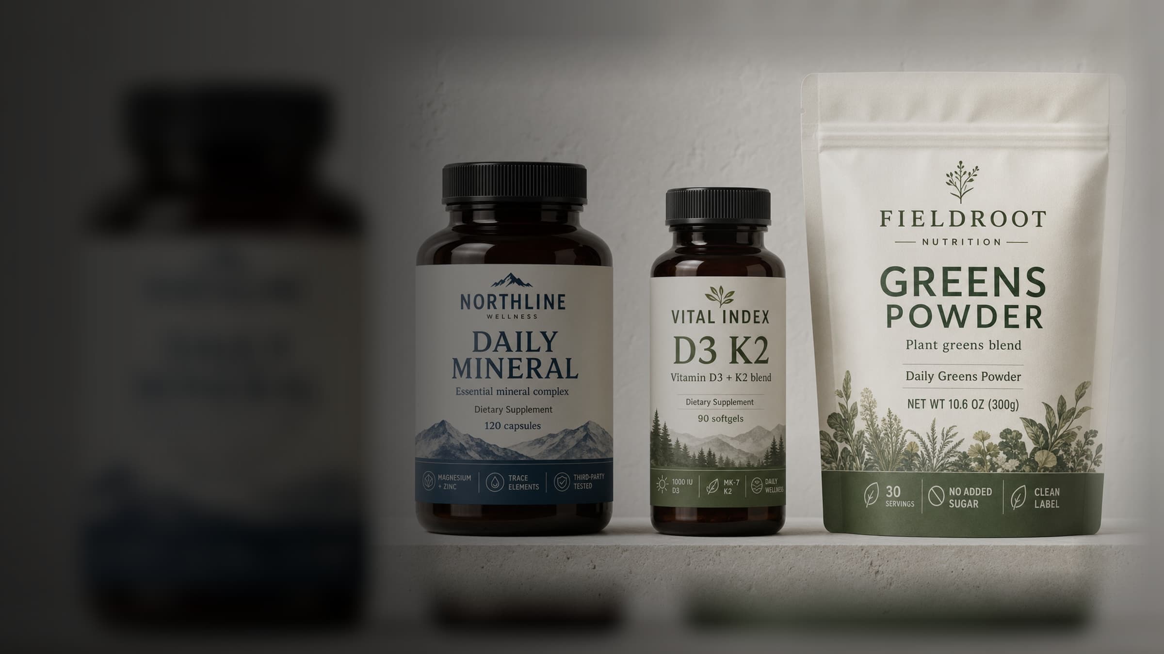 Product label examples arranged for mobile